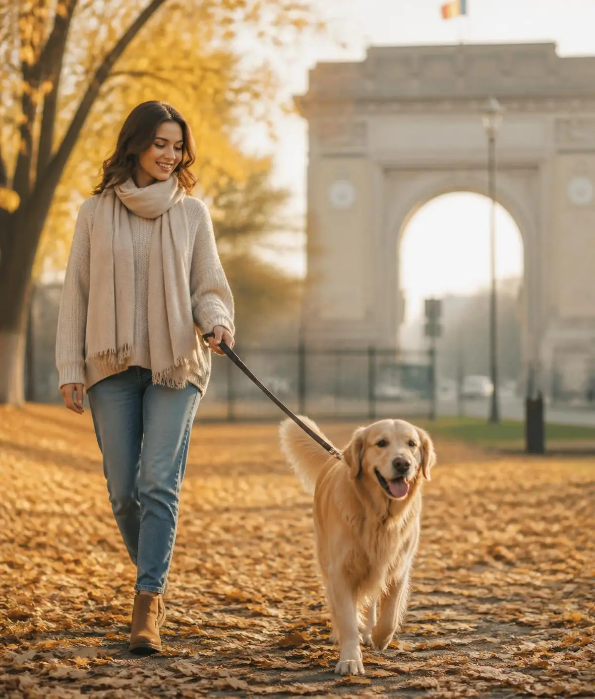 Petsitter plimbând un câine în București